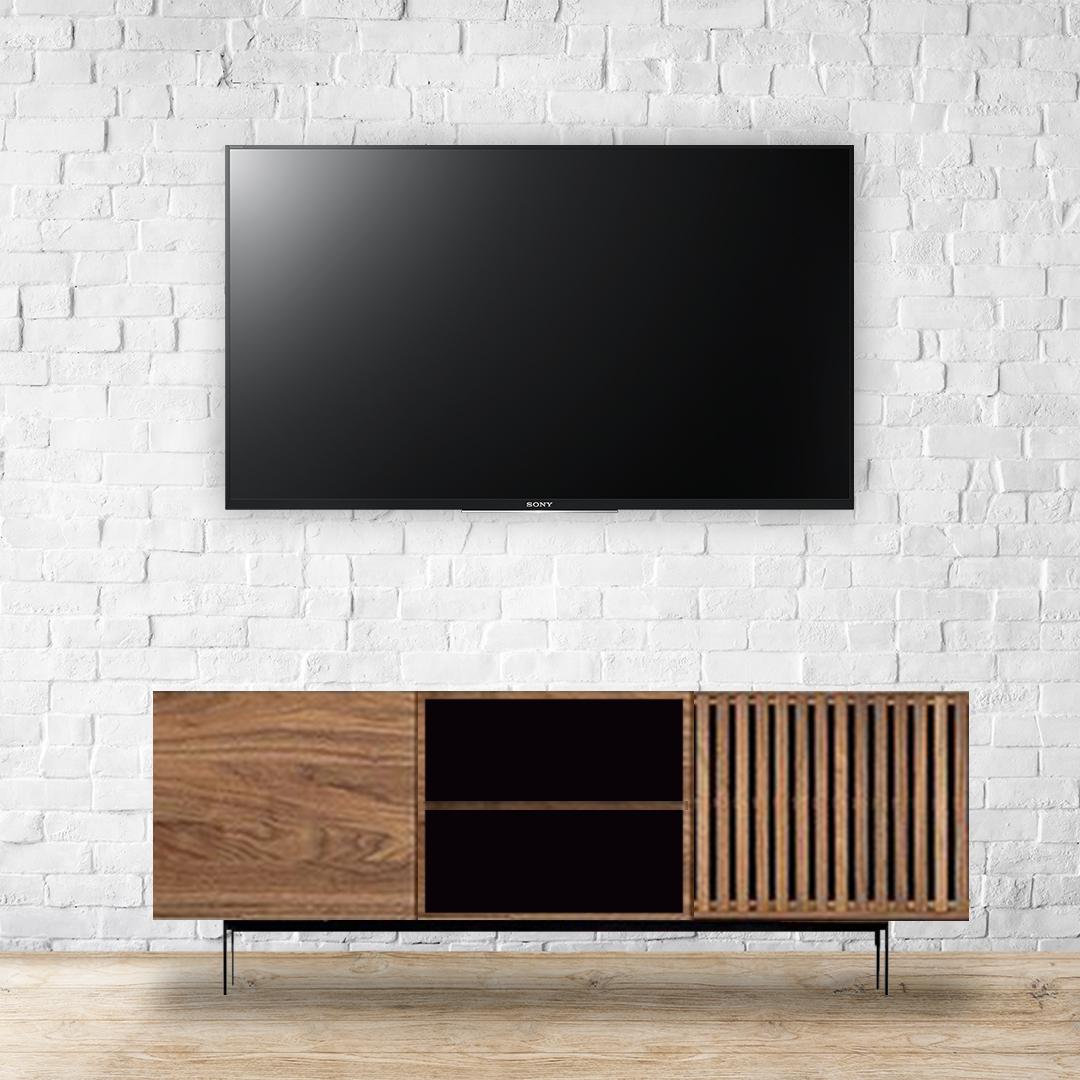 Mid-Century Modern Wooden TV Stand with Metal Legs & Mahogany Vented Door 1.2m x 0.4cm x 0.4cm