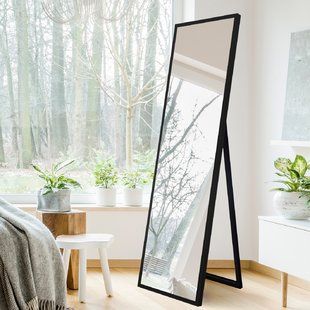 Elegant Black Wooden Standing Mirror – Adult & Kids Sizes