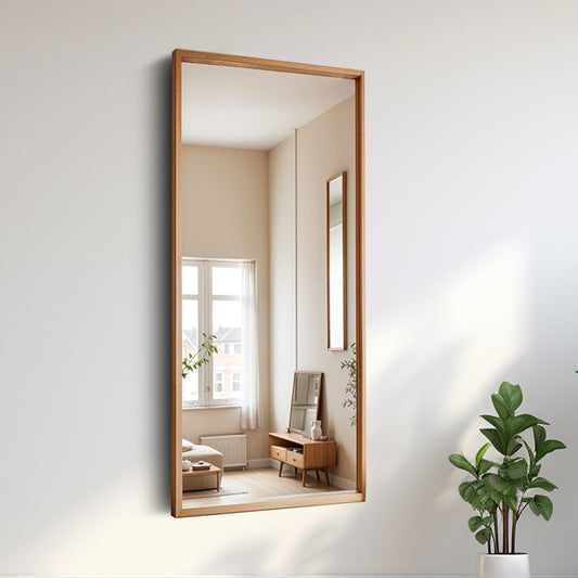 Luxury Wooden Cypress Brown Wall Mirror – Modern Bathroom & Bedroom Décor