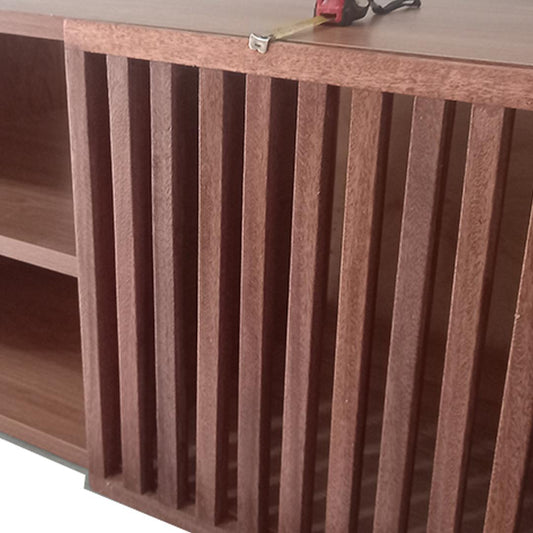 Mid-Century Modern Wooden TV Stand with Metal Legs & Mahogany Vented Door 1.2m x 0.4cm x 0.4cm