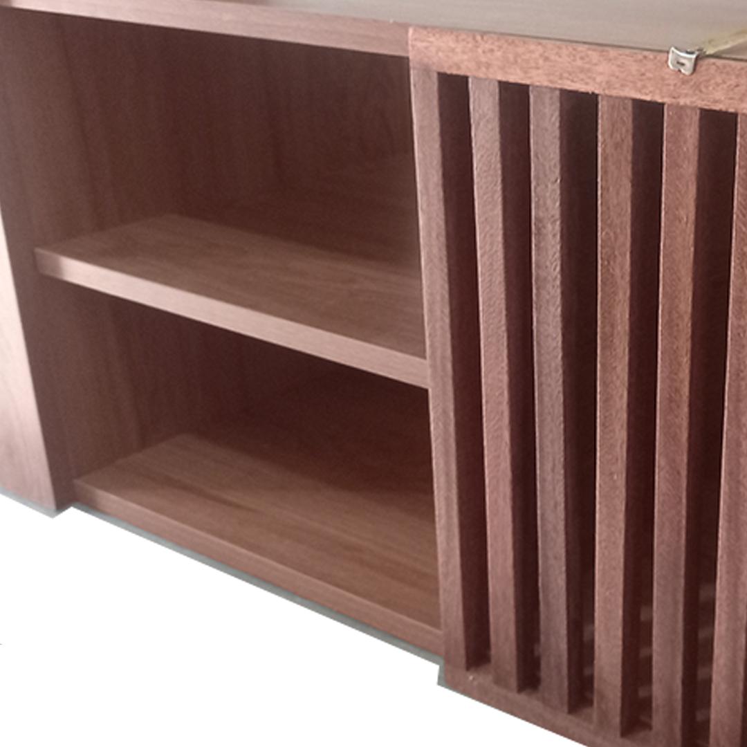 Mid-Century Modern Wooden TV Stand with Metal Legs & Mahogany Vented Door 1.2m x 0.4cm x 0.4cm