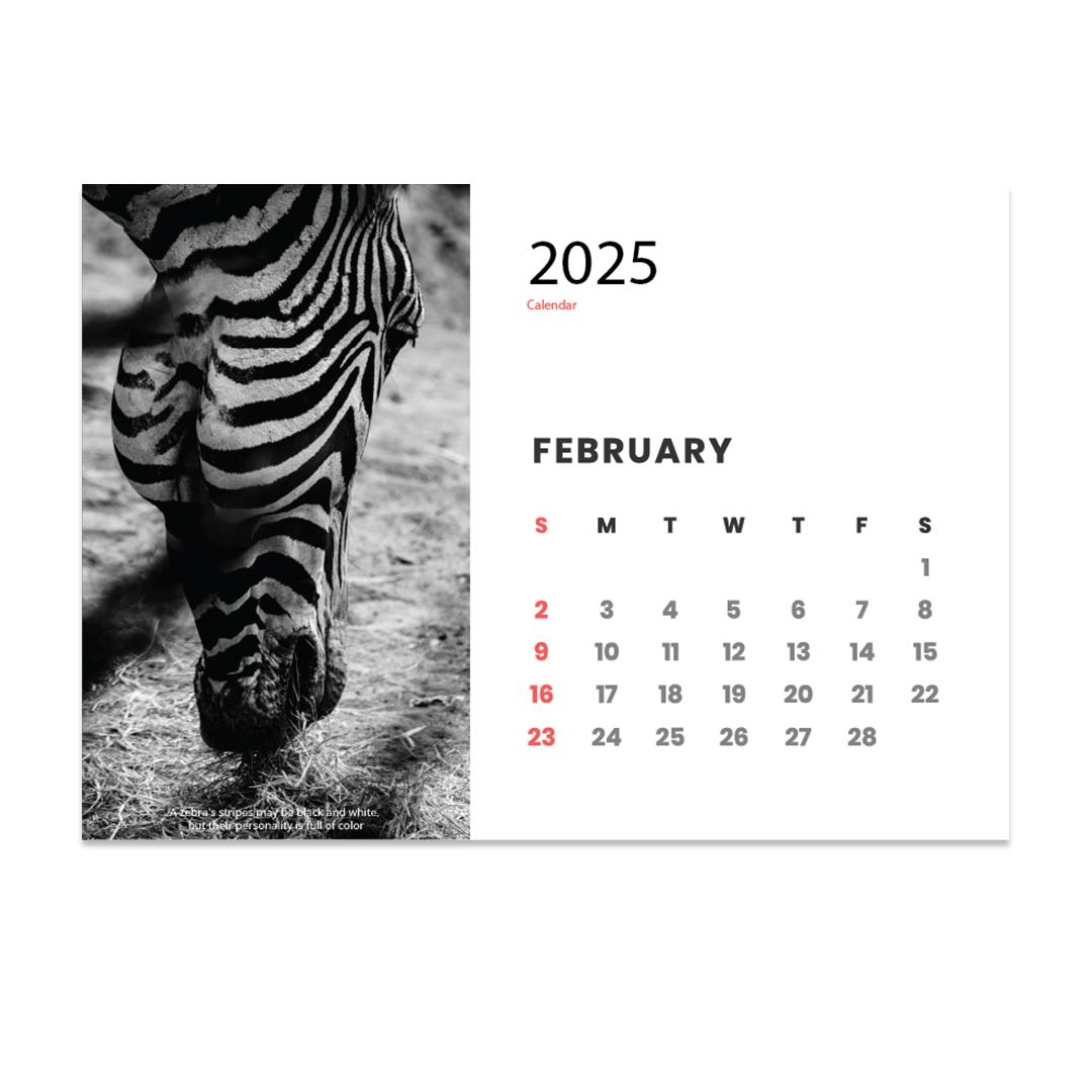 2026 Desk Calendar A5 Wildlife Style