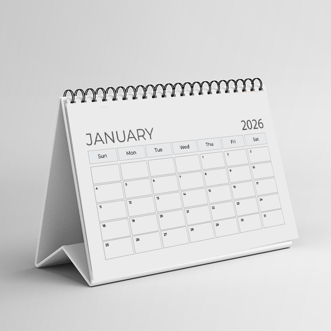 2026 Desk Calendar Planner + 12 sheets Monthly Planner A4